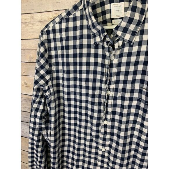 Gap Mens Large Button Down Shirt Checkered Plaid - Picture 4 of 11